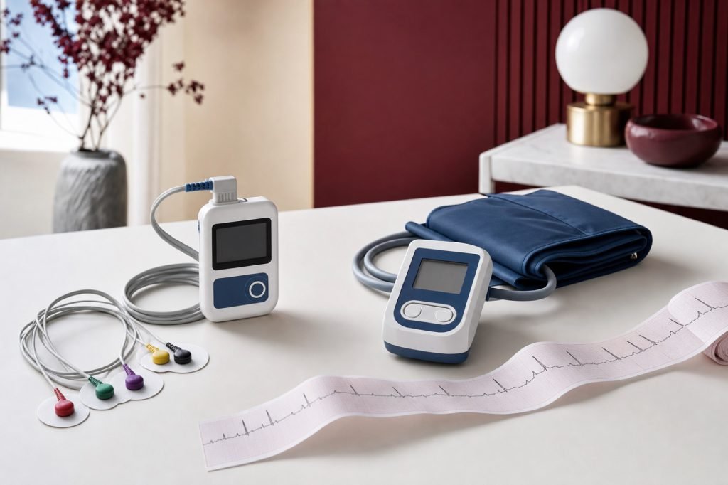 Enregistreur Holter ECG, tensiomètre ambulatoire MAPA et bande d'électrocardiogramme